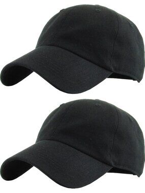 〽️Unisex Black 2pack Adjustable Low Crown Baseball Cap Classic Cotton Plain Dad